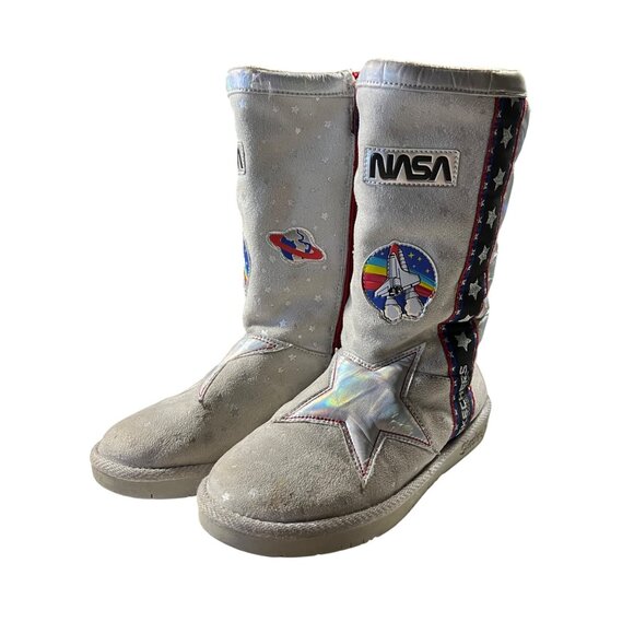 Skechers NASA Space-Themed Kids Boots With Appliqués & Star Accents Size 3 - Picture 1 of 8
